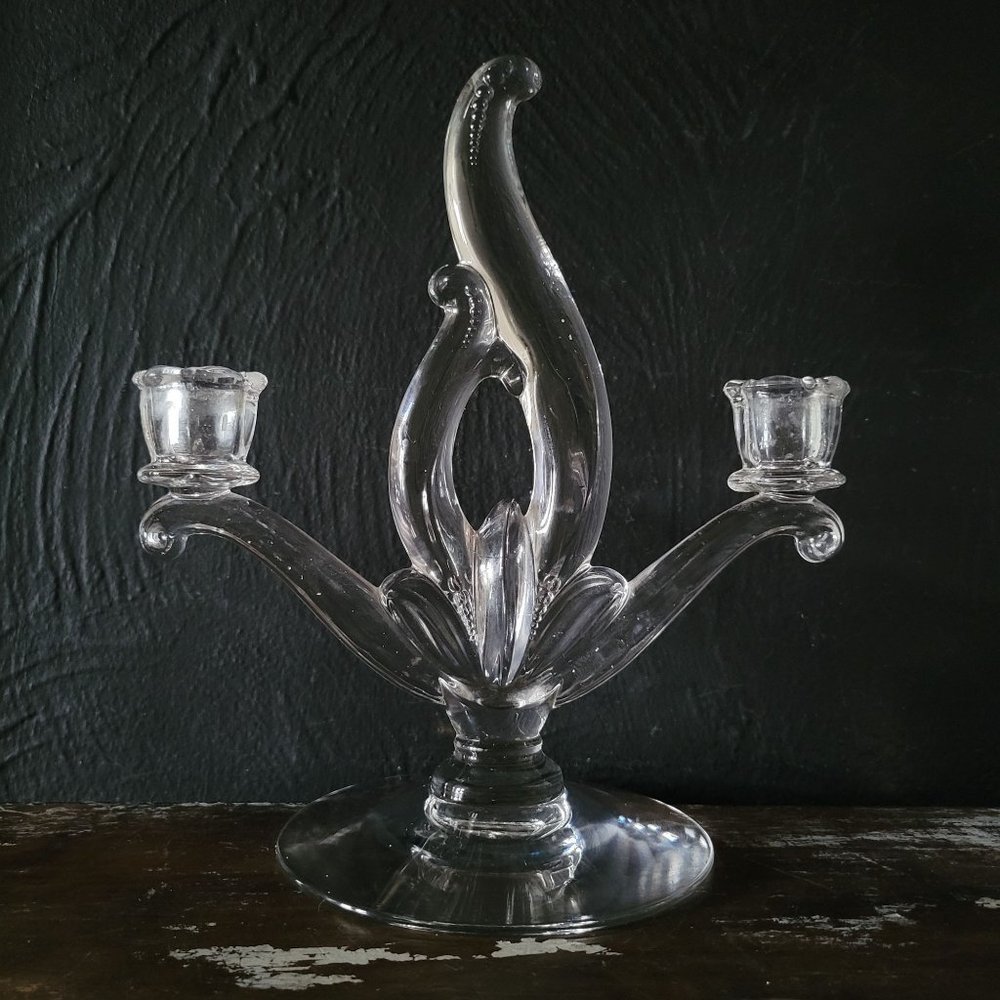 Vintage Heisey Flame Double Candle Holder